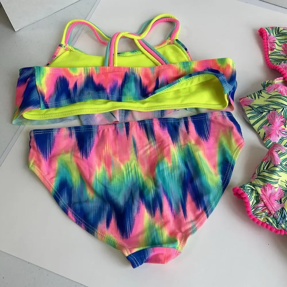 Lot Of 2 Girls 2 Piece Bikini Swimsuit Nicole Miller Wonder NationSize L (10-12)